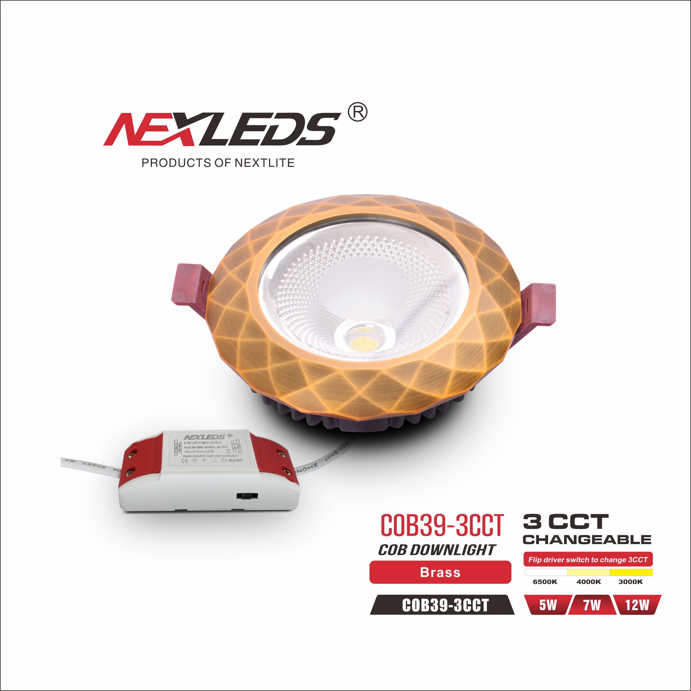 COB39-3CCT 5W/7W /12W LED COB Downlight