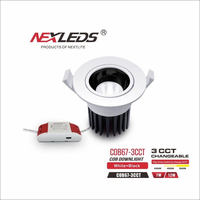 COB67-3CCT-7W & 12W LED COB DOWNLIGHT