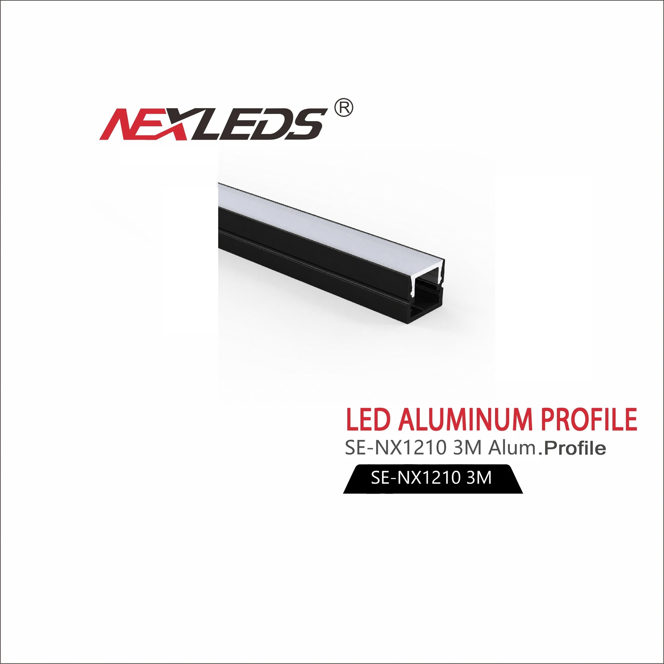 Aluminiumprofil U-form Svart för LED-list 10 × 12 mm