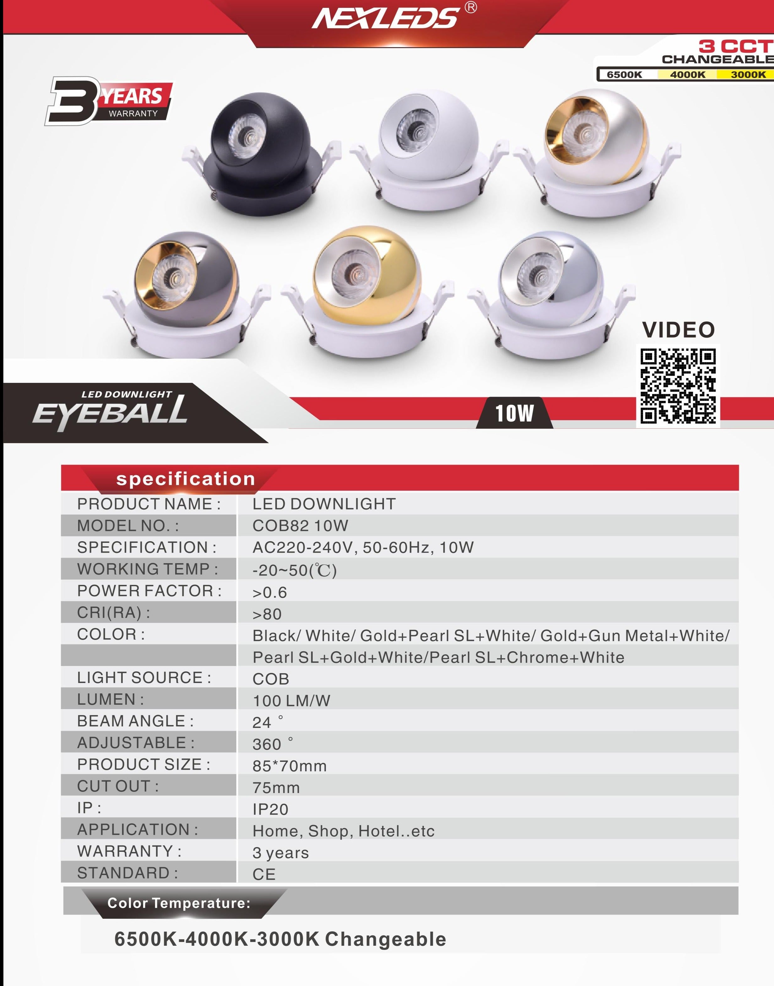 COB82 10W LED DOWNLIGHT