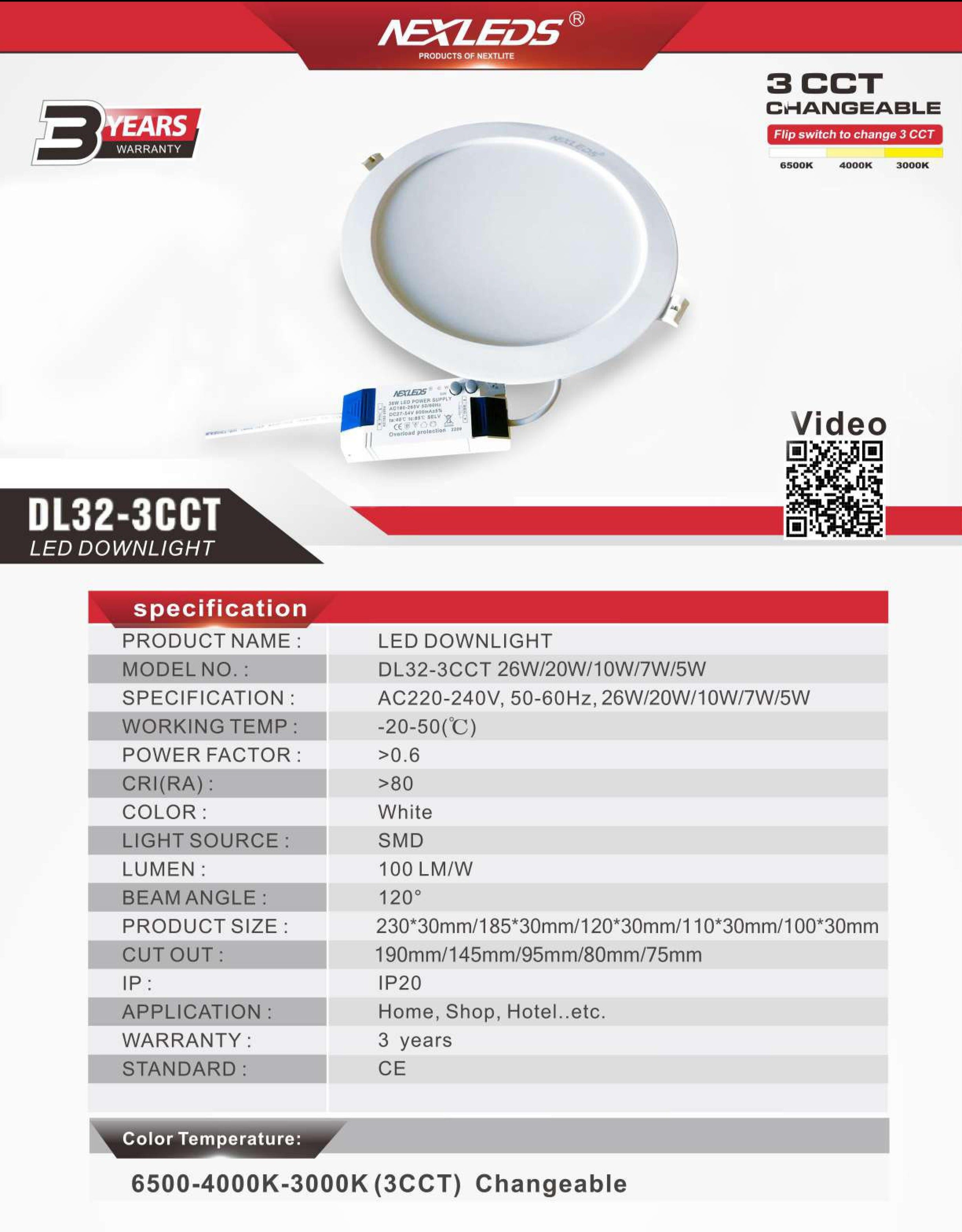 DL32-3CCT 10W/20W LED DOWNLIGHT