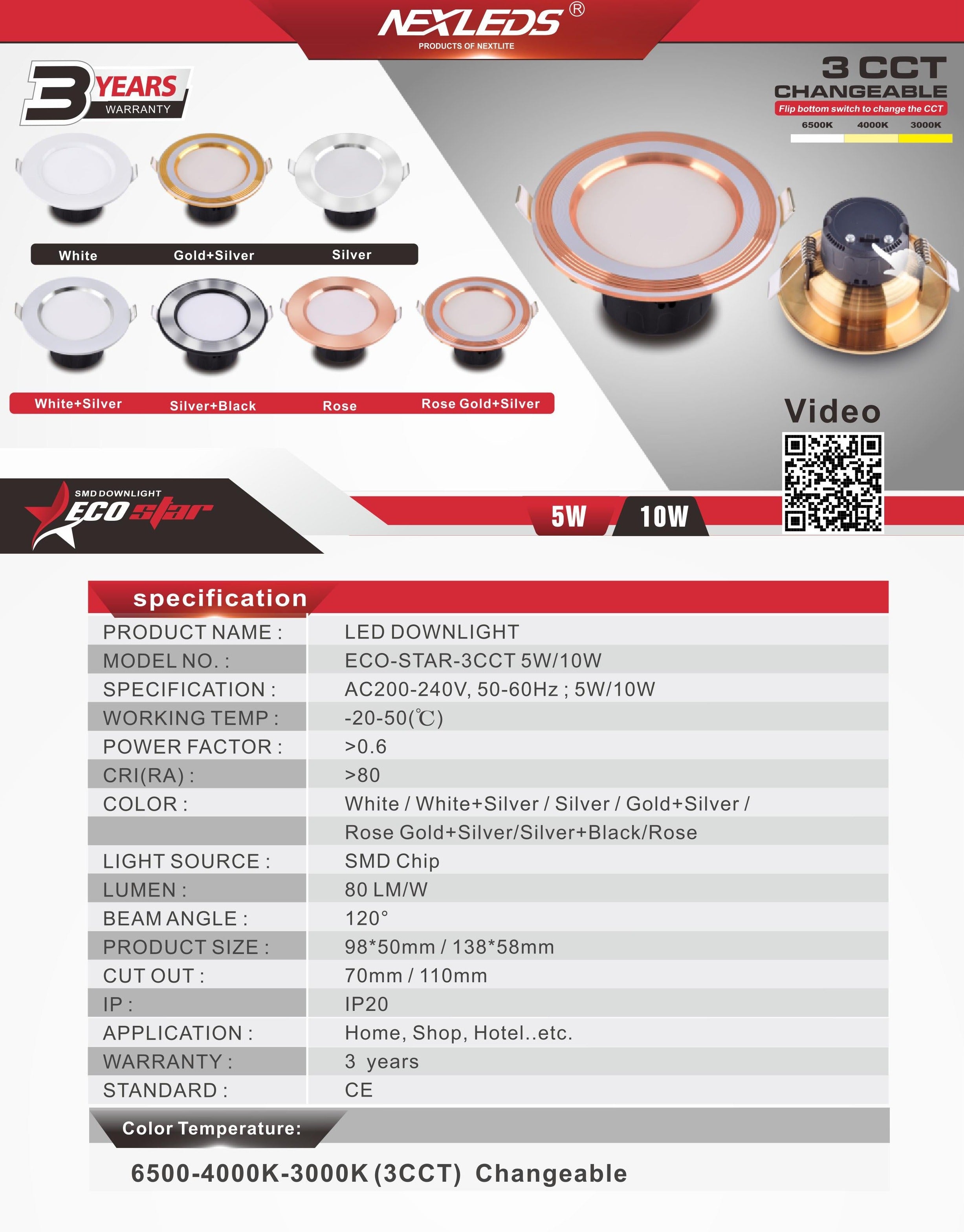ECO-STAR-3CCT 5W/10W LED Downlight