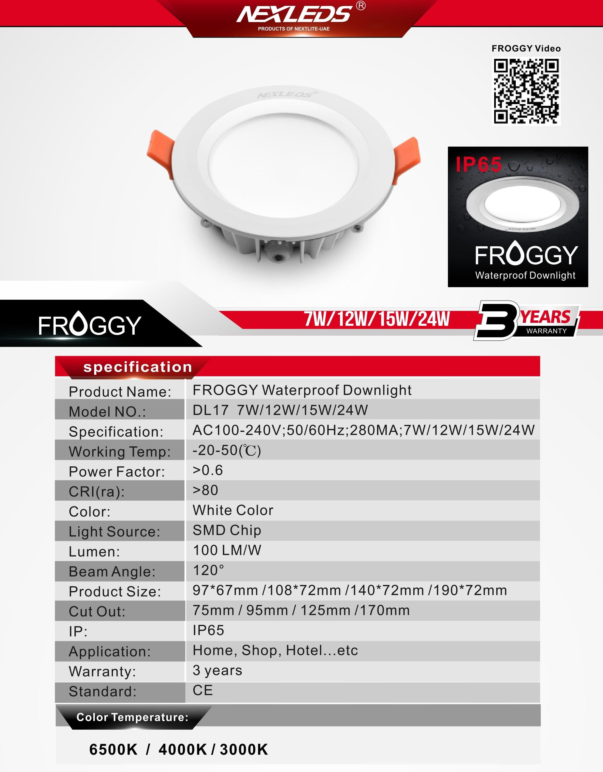 FROGGY Vattentät IP65 7W 3000K