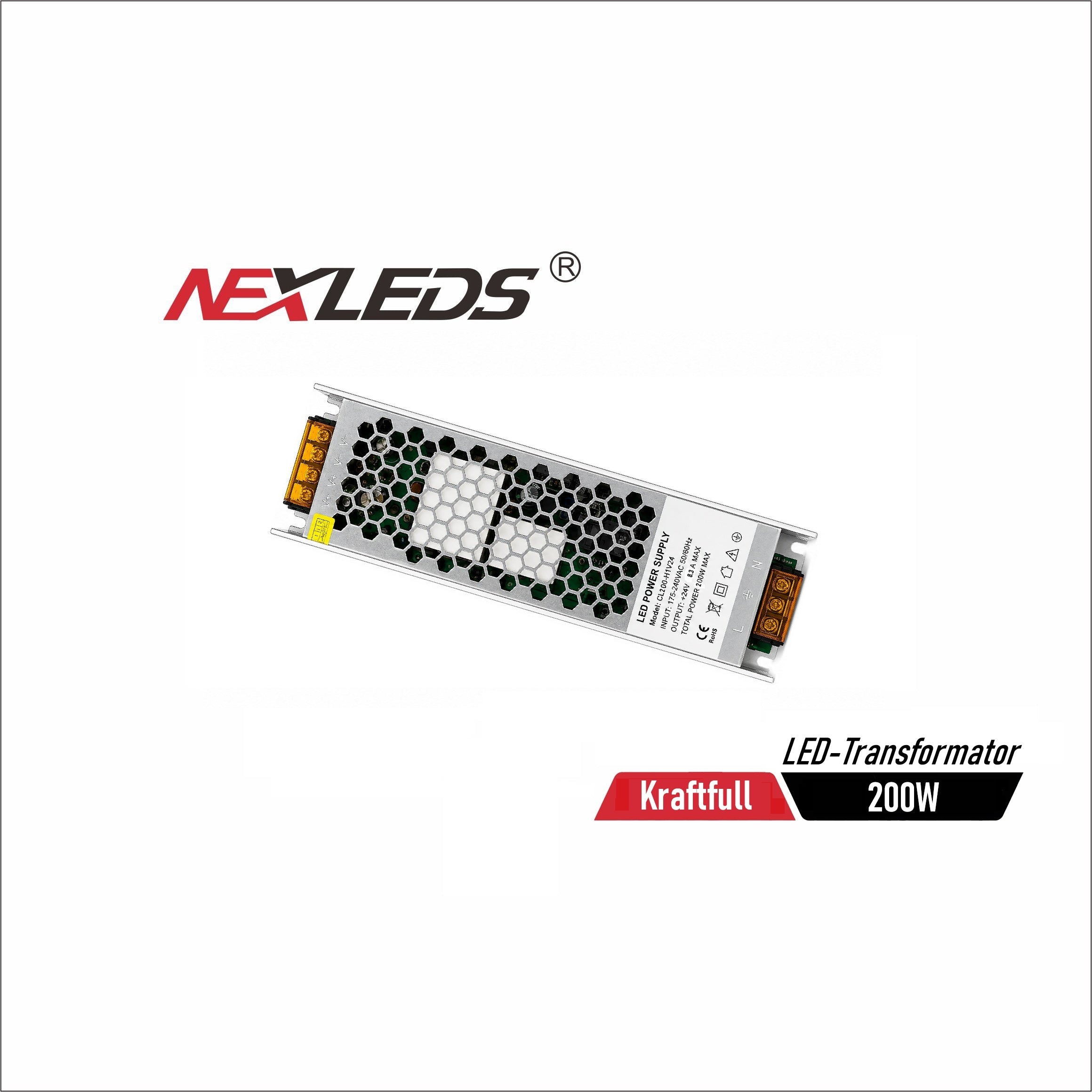 LED-transformator 200W 24V för LED-belysning