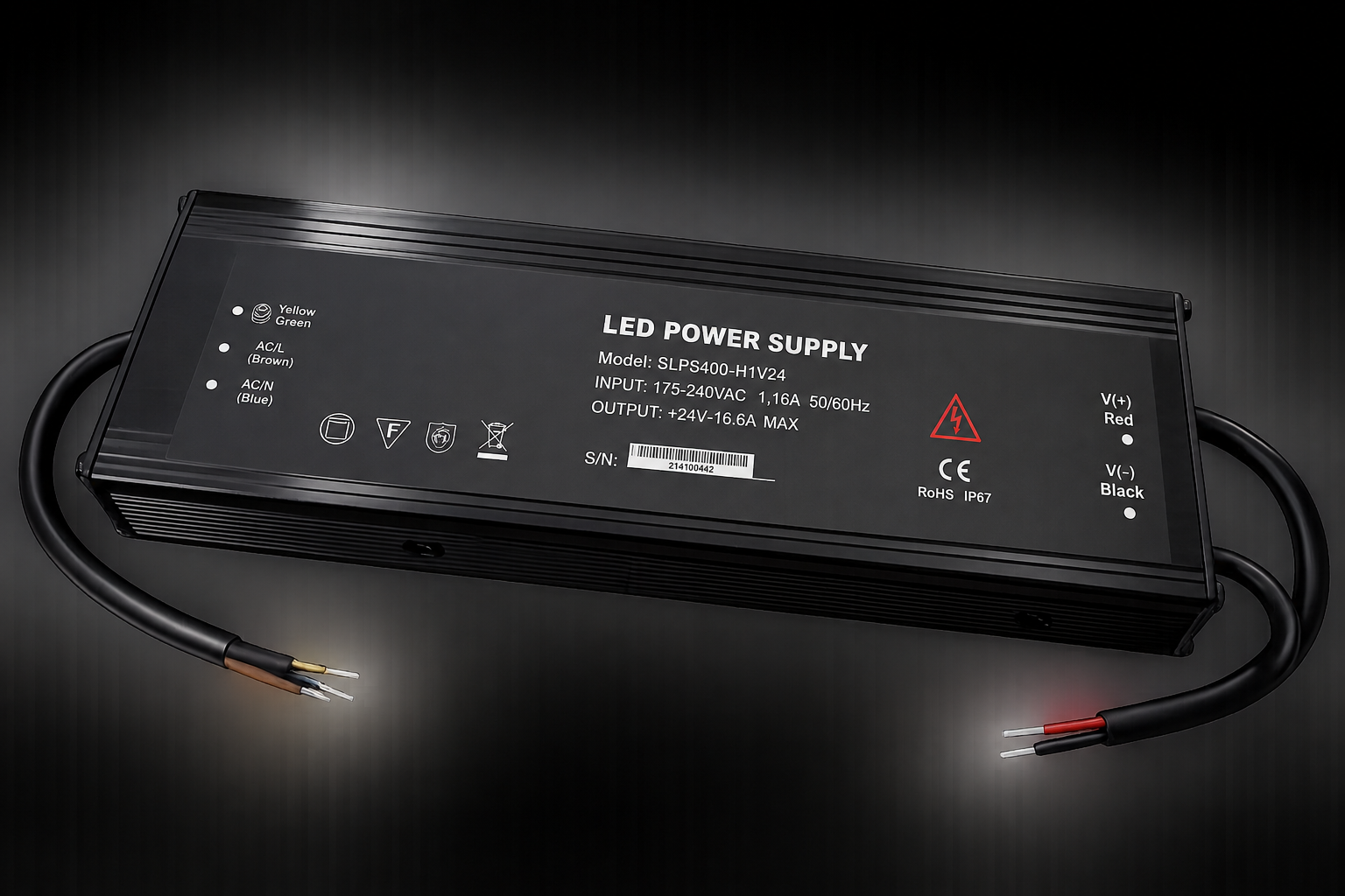 Vattentät LED-transformator 400W 24V IP67 för LED-belysning
