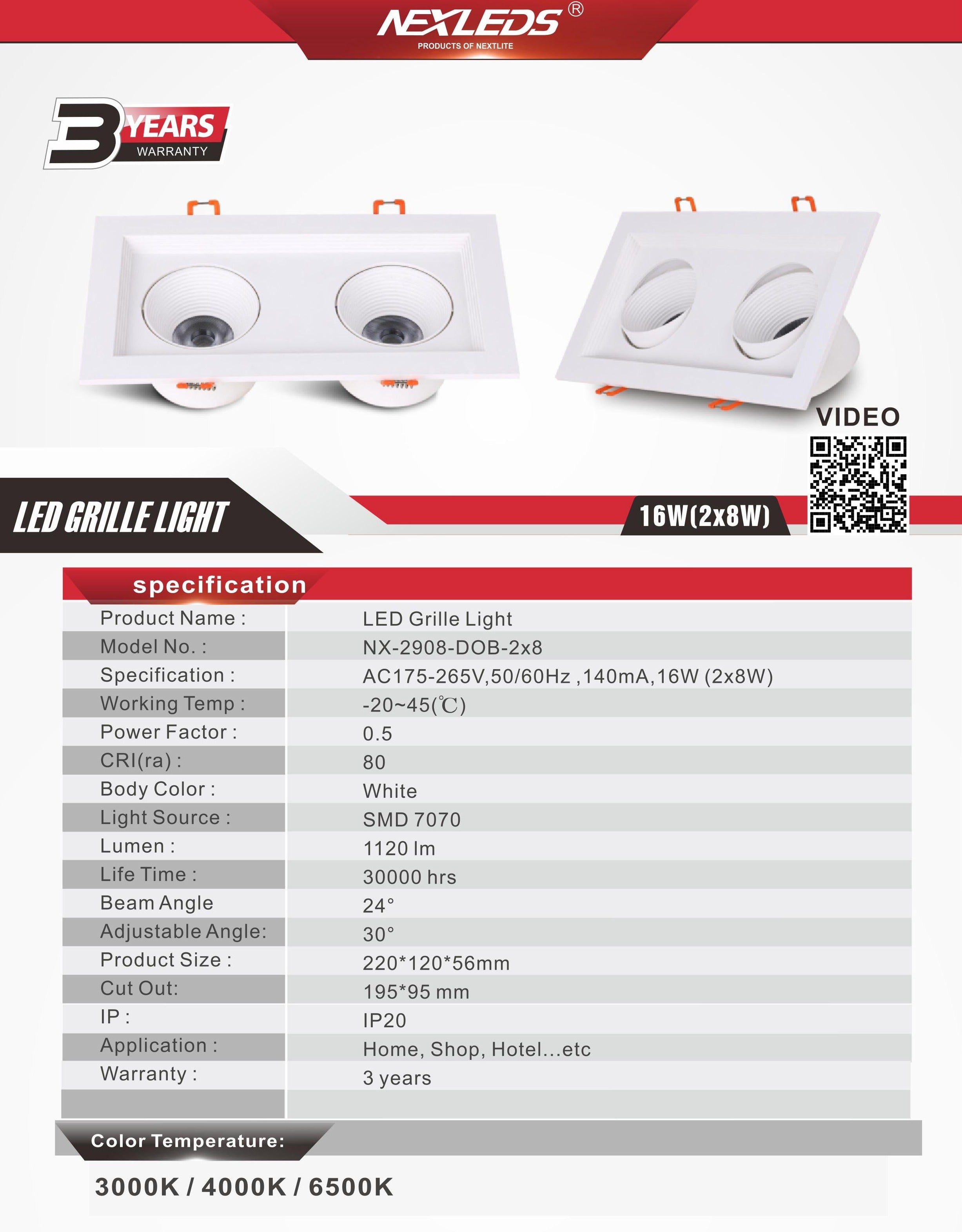 NX-2908-DOB-2x8 LED Grille Light