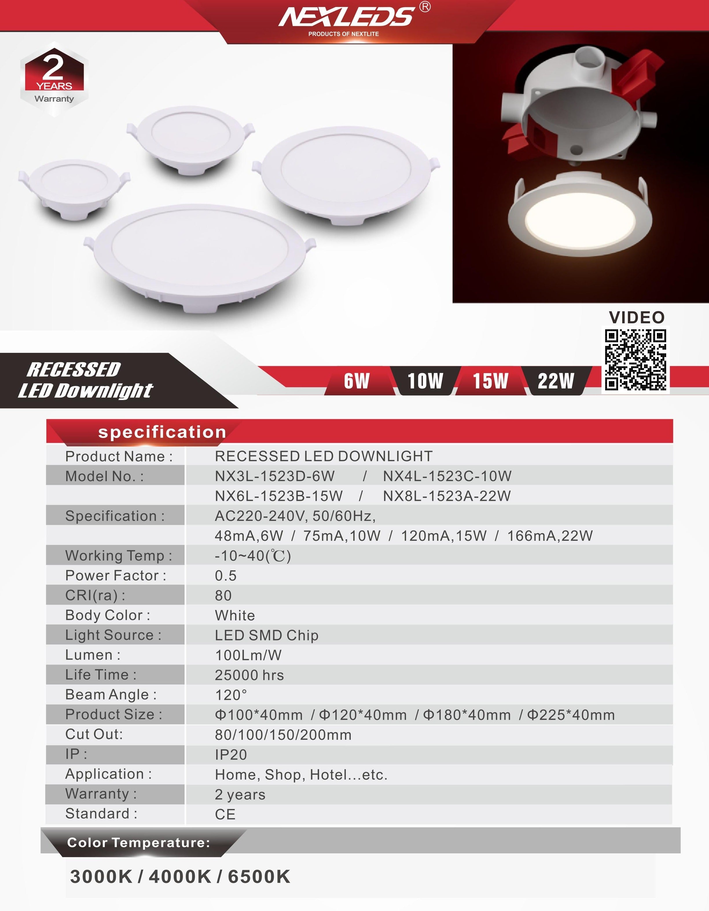 NX4L-1523D 10W Recessed LED Downlight