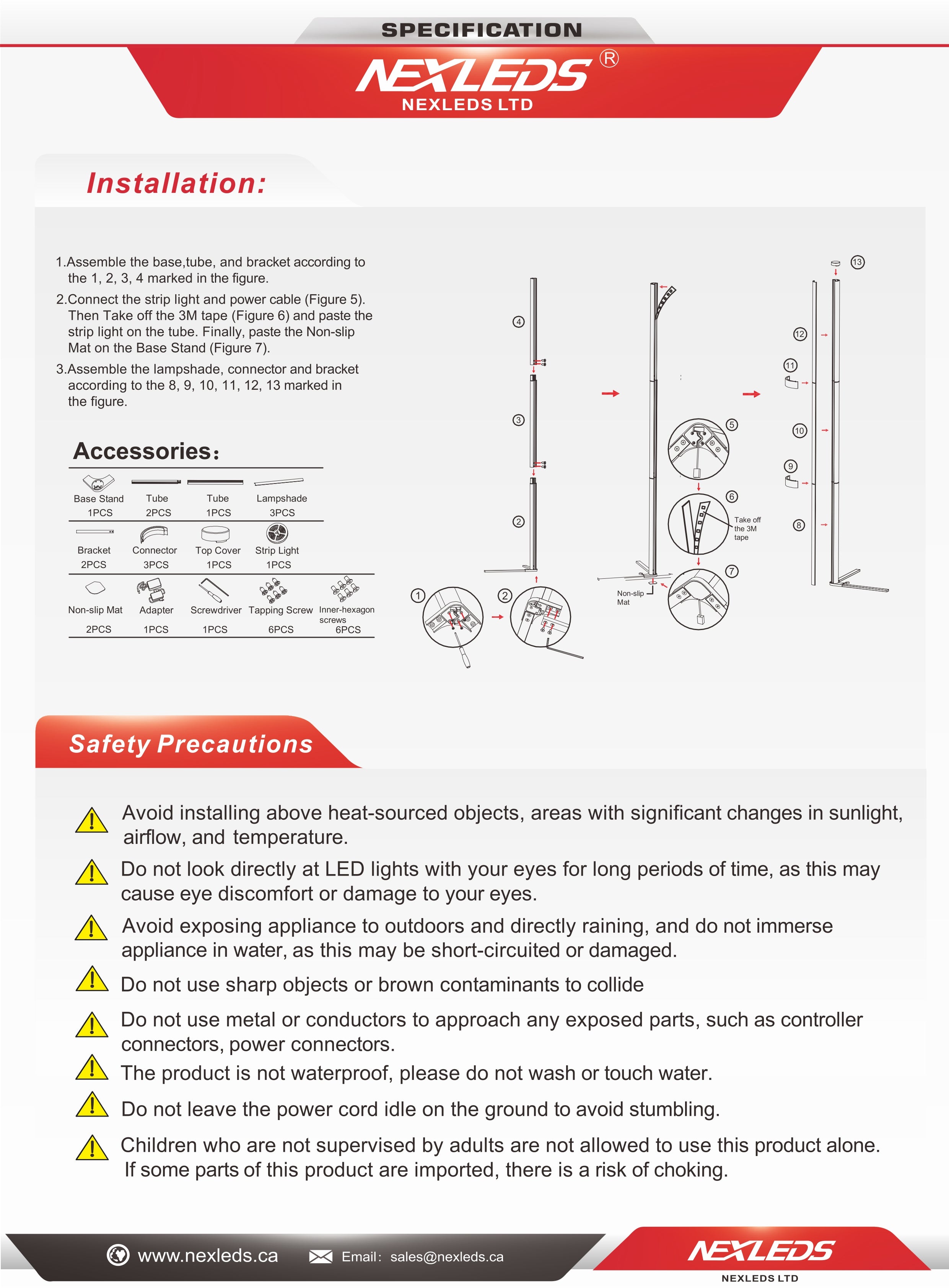 Smart Hörnlampa 18W RGBCW 380*380*1420mm
