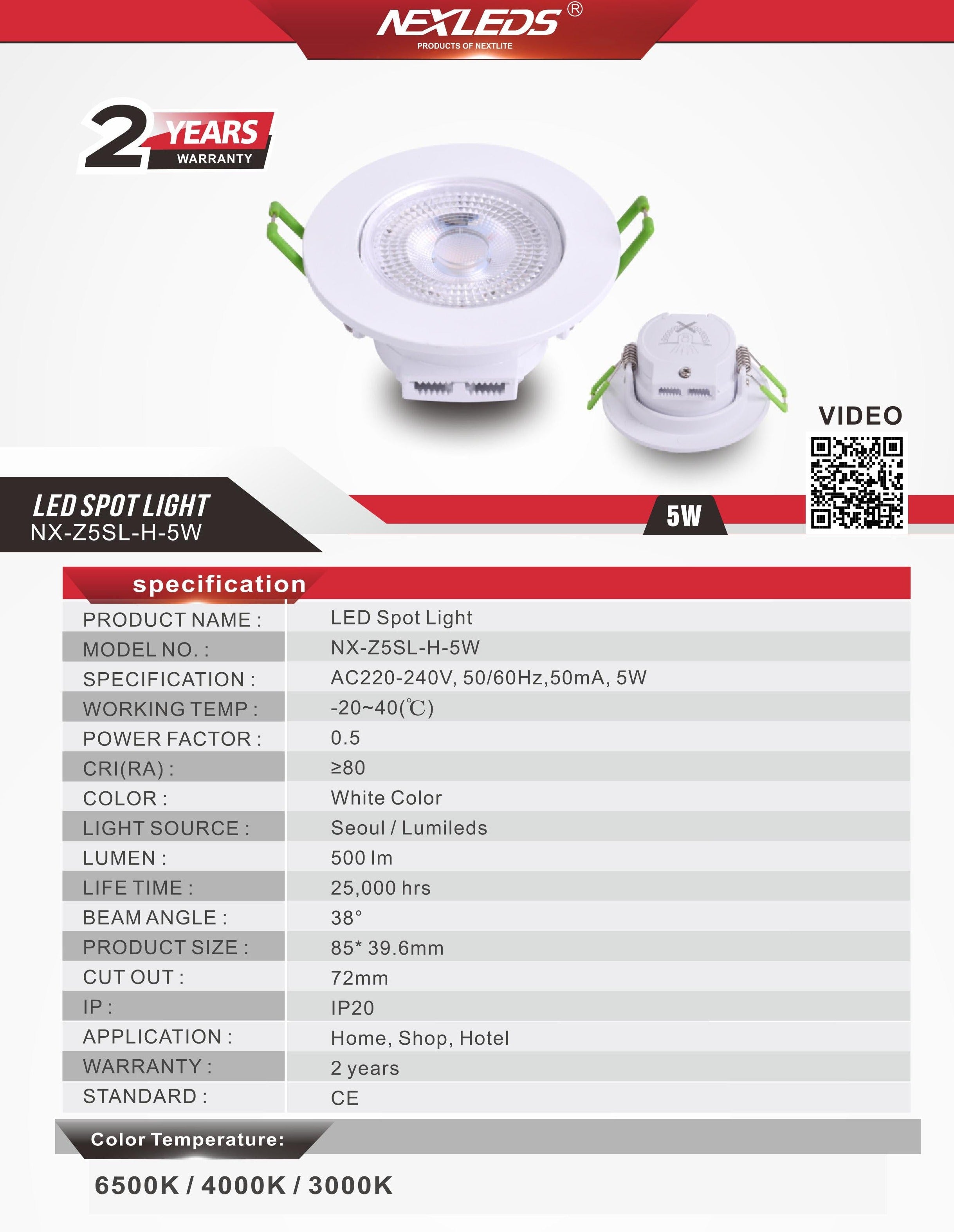NX-Z5SL-H LED Spot Light 5W 3000K