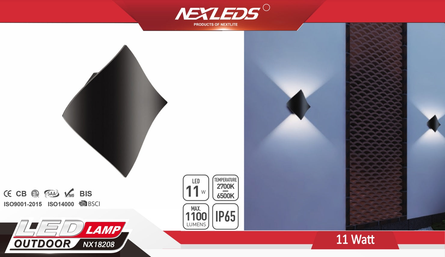 Fasad-/väggbelysning NX18208 11W