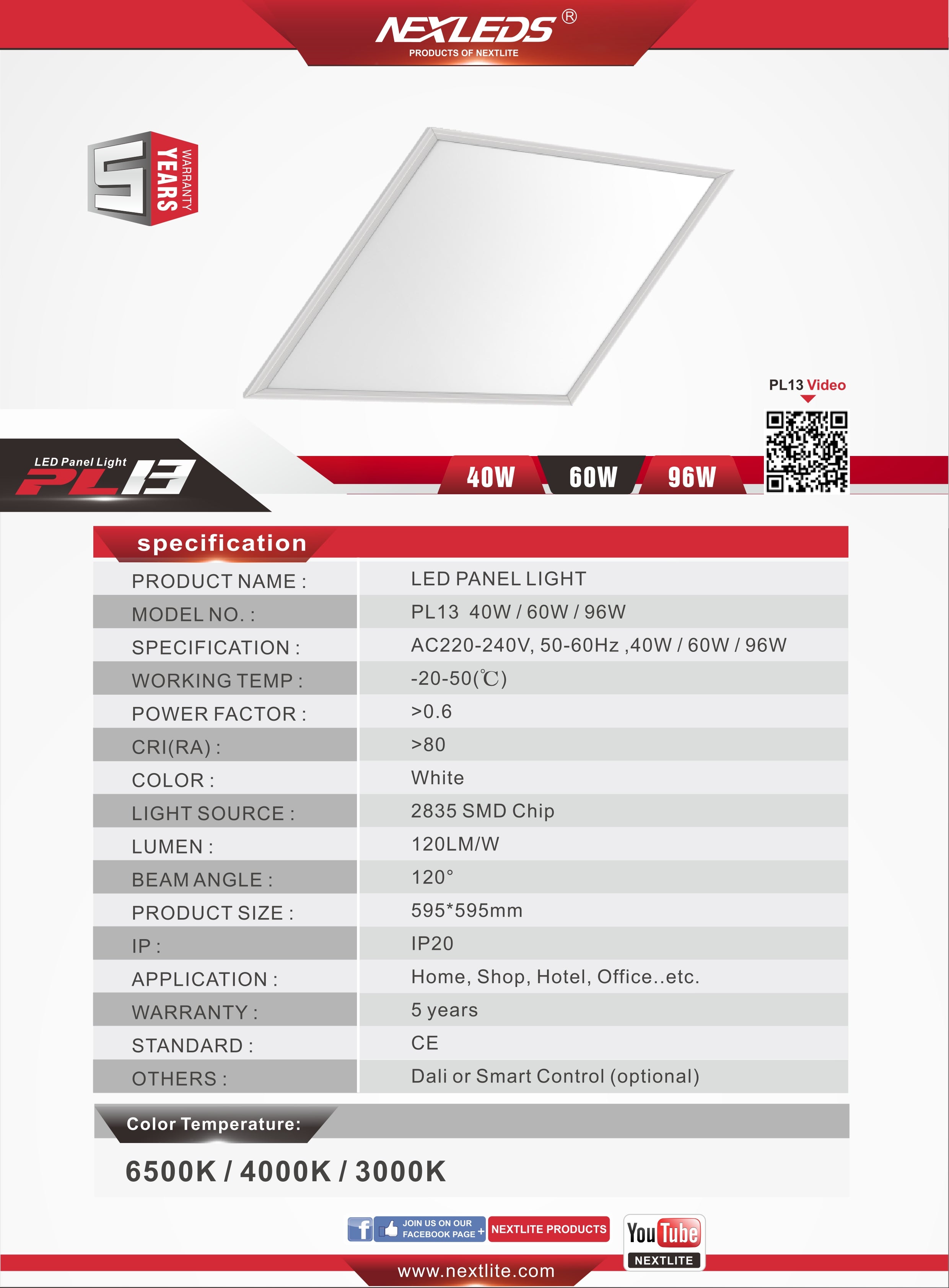 LED Panel PL13 40W 3CCT IP20
