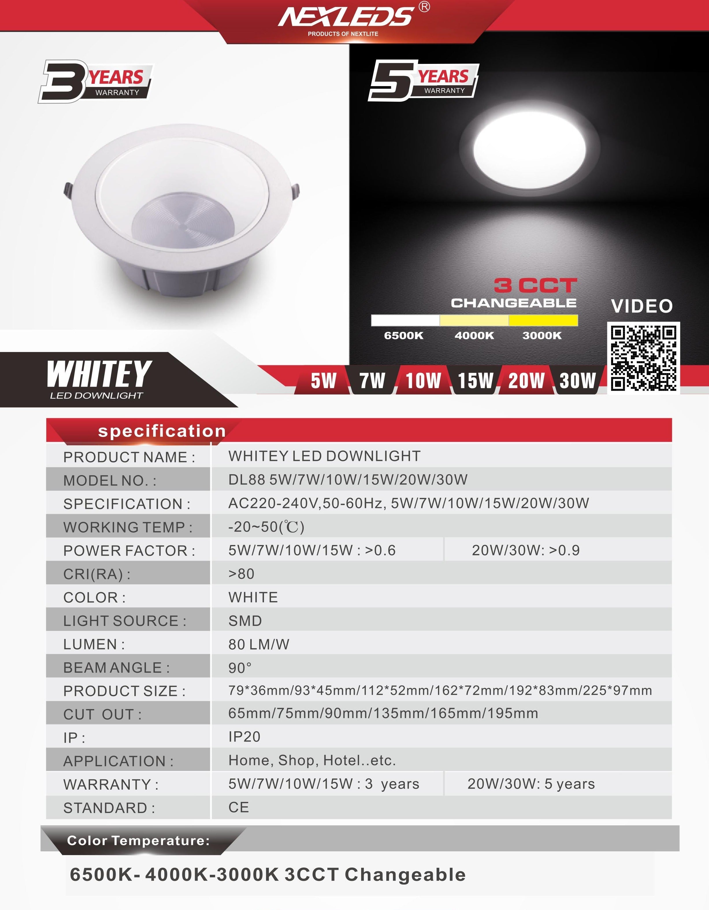 WHITEY LED DOWNLIGHT DL88