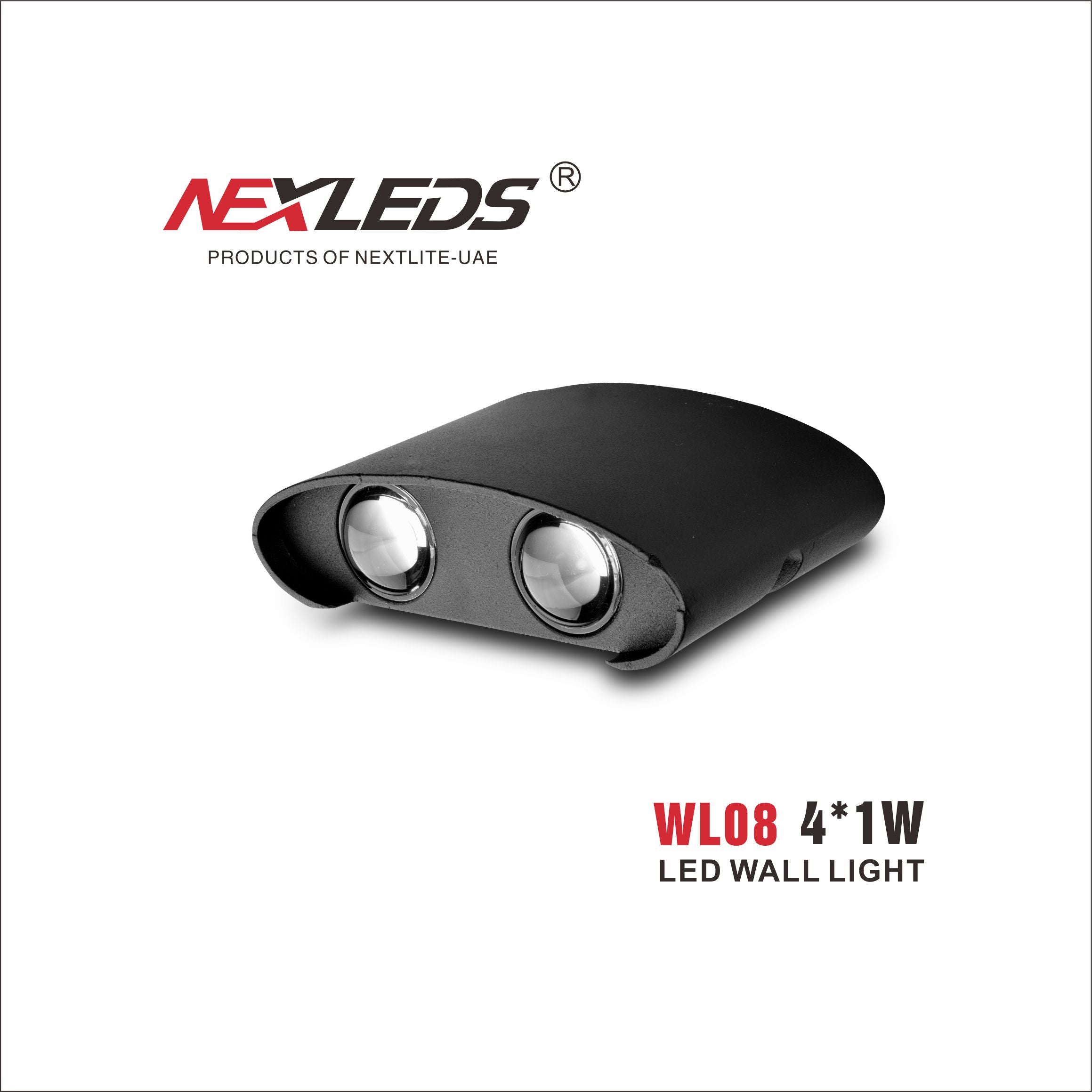 Fasad-/väggbelysning WL08 2*1W, 4*1W, (6*1W) & 8*1W