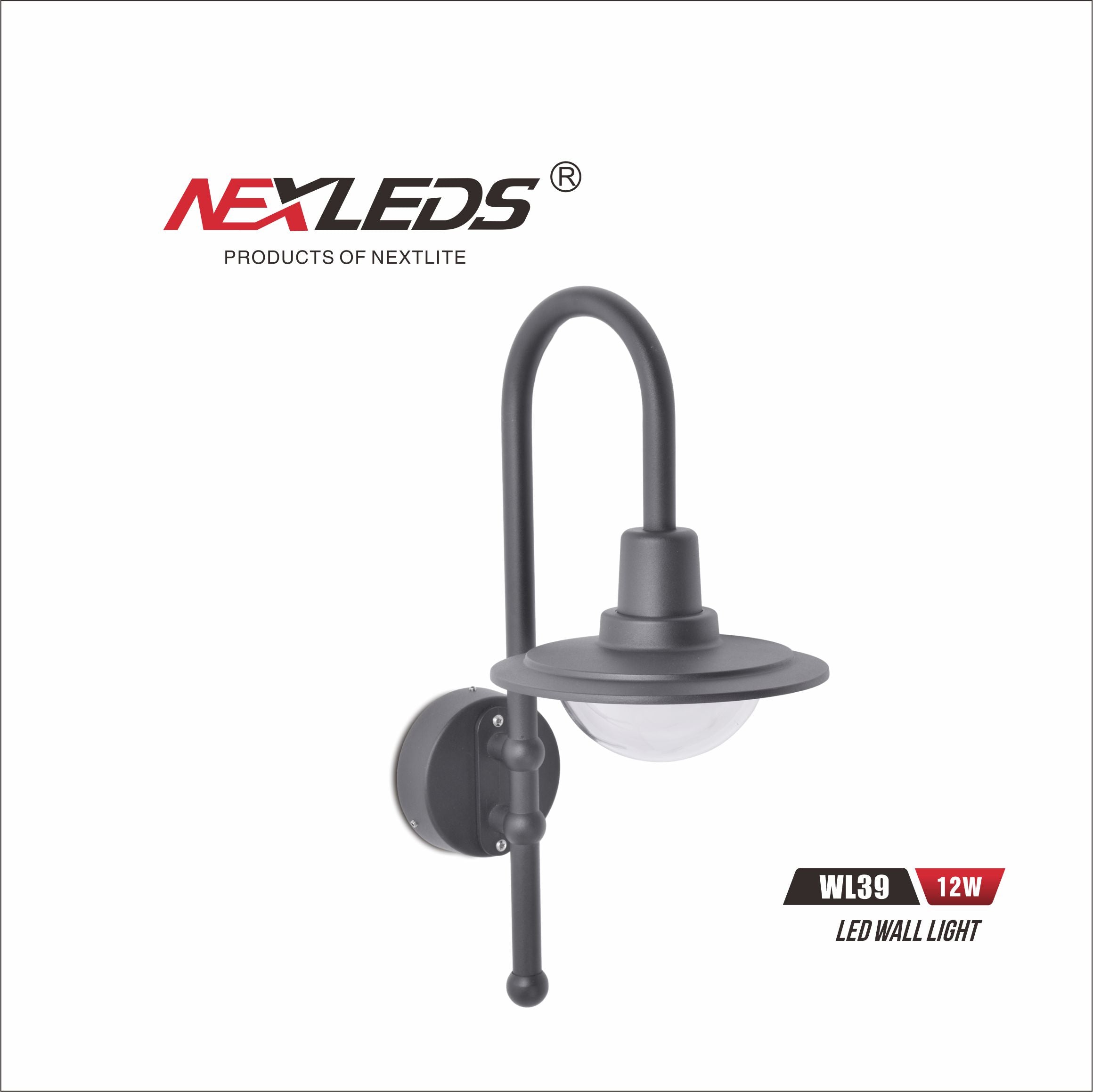 Fasad-/väggbelysning 12W 3000K IP65 220-240V