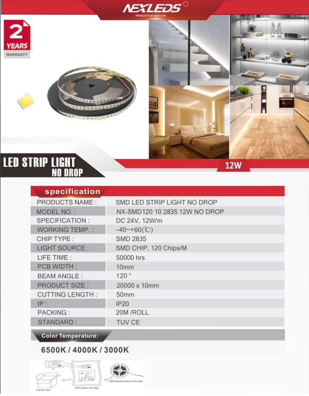 NX SMD120 2835 12W/M NO DROP