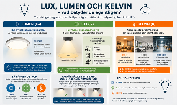 Lux, lumen och Kelvin – vad betyder de egentligen?