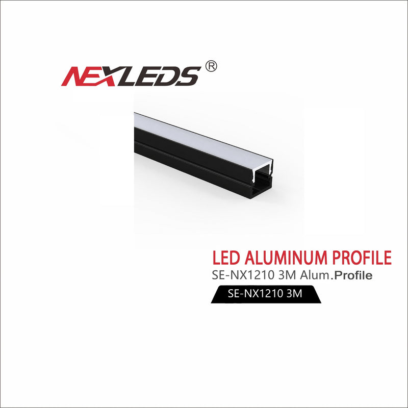 Aluminiumprofil U-form Svart för LED-list 10 × 12 mm