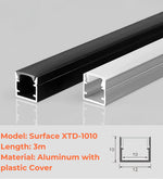 Aluminiumprofil U-form Svart för LED-list 10 × 12 mm