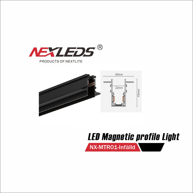 Infälld Skena MTR01 för Magnetiskt Skensystem
