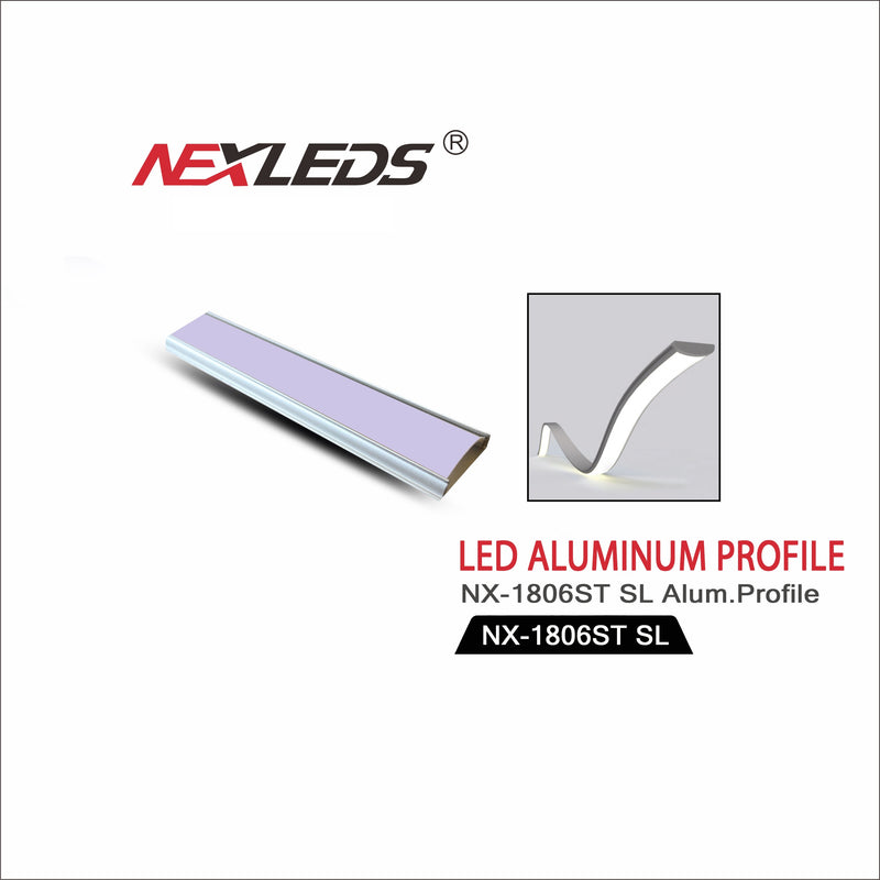 Aluminiumprofil utanpåliggande silver 18x6 mm 3 m opal diffuser för LED-list